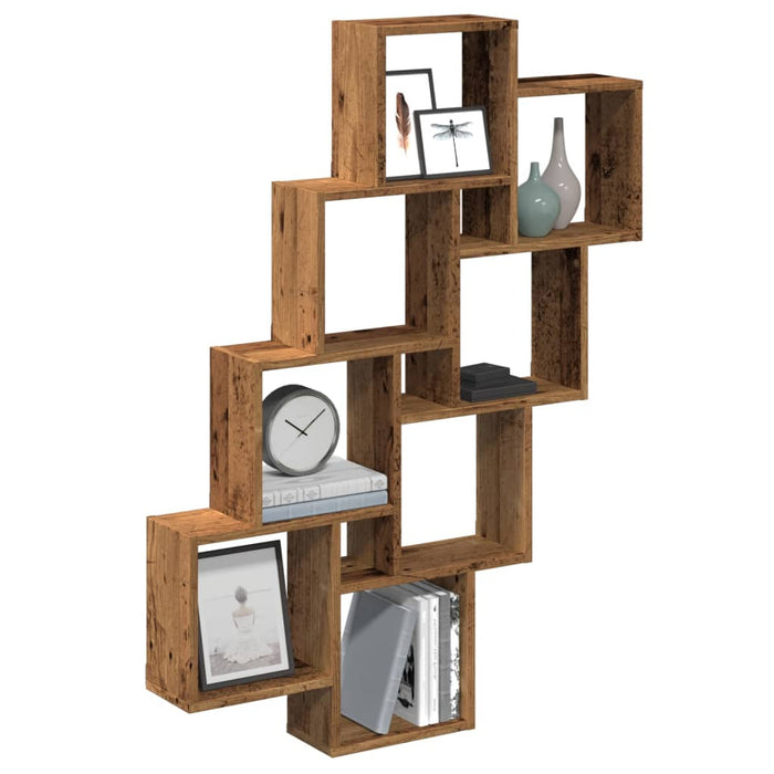 vidaXL Wall Cube Shelf Old Wood 90x15x119.5 cm Engineered Wood