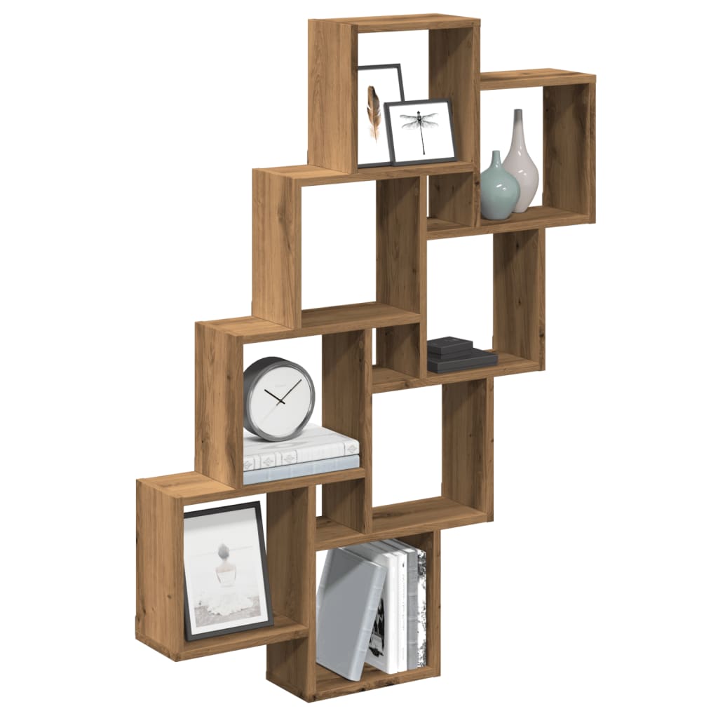 vidaXL Wall Cube Shelf Artisan Oak 90x15x119.5 cm Engineered Wood