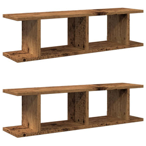 vidaXL Wall Shelves 2 pcs Old Wood 75x18x20 cm Engineered Wood