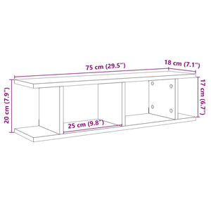 vidaXL Wall Shelves 2 pcs Old Wood 75x18x20 cm Engineered Wood