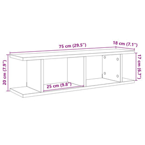 vidaXL Wall Shelves 2 pcs Artisan Oak 75x18x20 cm Engineered Wood