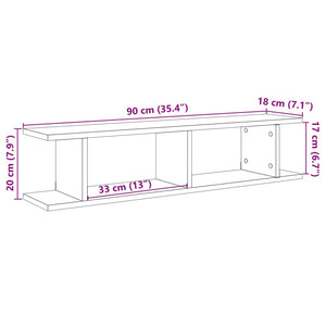 vidaXL Wall Shelves 2 pcs Old Wood 90x18x20 cm Engineered Wood