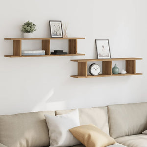 vidaXL Wall Shelves 2 pcs Artisan Oak 90x18x20 cm Engineered Wood