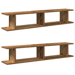 vidaXL Wall Shelves 2 pcs Old Wood 105x18x20 cm Engineered Wood