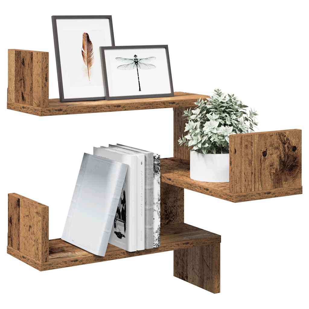 vidaXL Wall Corner Shelf Old Wood 40x40x49.5 cm Engineered Wood