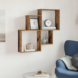 vidaXL Wall Shelf Old Wood 80x15x78.5 cm Engineered Wood