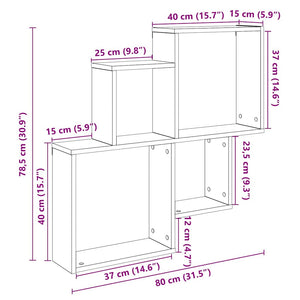 vidaXL Wall Shelf Old Wood 80x15x78.5 cm Engineered Wood