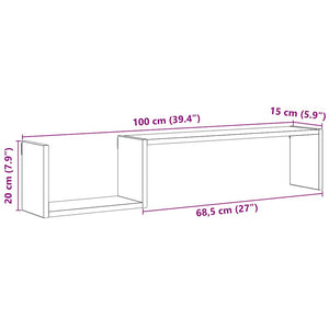 vidaXL Wall Shelves 2 pcs Old Wood 100x15x20 cm Engineered Wood