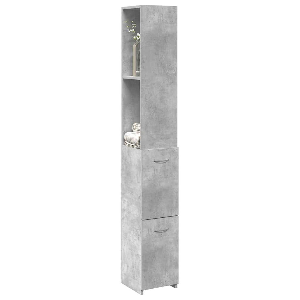 vidaXL Bathroom Cabinet Concrete Grey 25x25x170 cm Engineered Wood