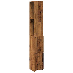 vidaXL Bathroom Cabinet Old Wood 25x25x170 cm Engineered Wood