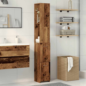 vidaXL Bathroom Cabinet Old Wood 25x25x170 cm Engineered Wood