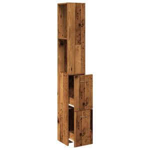 vidaXL Bathroom Cabinet Old Wood 25x25x170 cm Engineered Wood