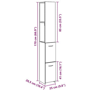 vidaXL Bathroom Cabinet Old Wood 25x25x170 cm Engineered Wood