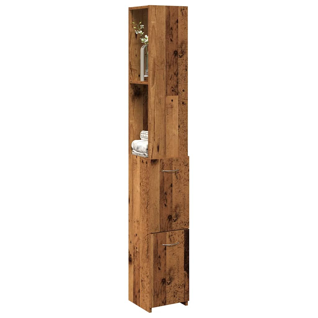 vidaXL Bathroom Cabinet Old Wood 25x25x170 cm Engineered Wood