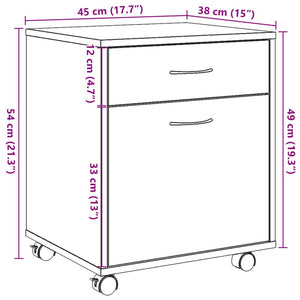 vidaXL Rolling Cabinet Old Wood 45x38x54 cm Engineered Wood