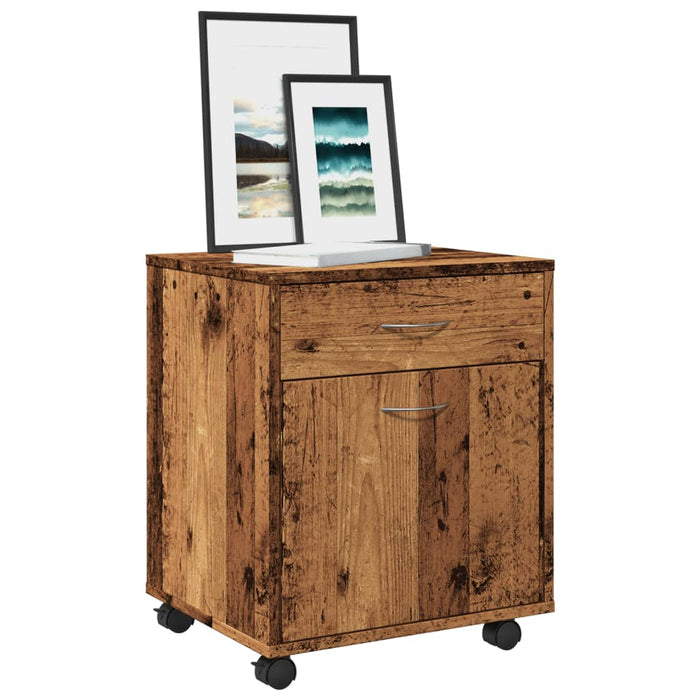 vidaXL Rolling Cabinet Old Wood 45x38x54 cm Engineered Wood