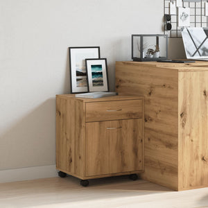 vidaXL Rolling Cabinet Artisan Oak 45x38x54 cm Engineered Wood