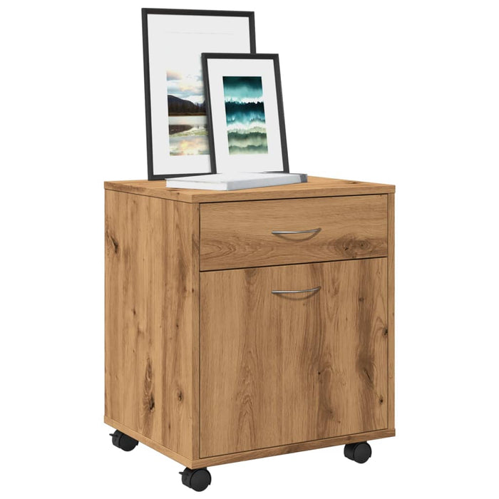 vidaXL Rolling Cabinet Artisan Oak 45x38x54 cm Engineered Wood