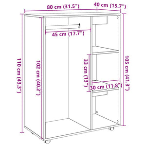 vidaXL Wardrobe Old Wood 80x40x110 cm Engineered Wood