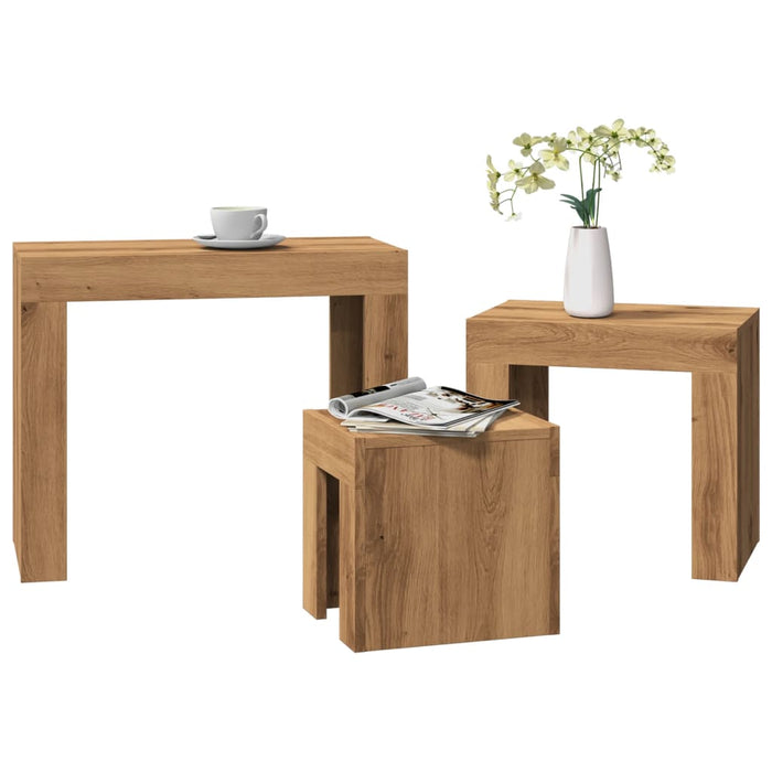 vidaXL Nesting Coffee Tables 3 pcs Artisian Oak Engineered Wood