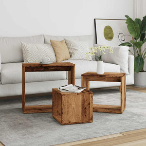 vidaXL Nesting Tables 3 pcs Old Wood Engineered Wood