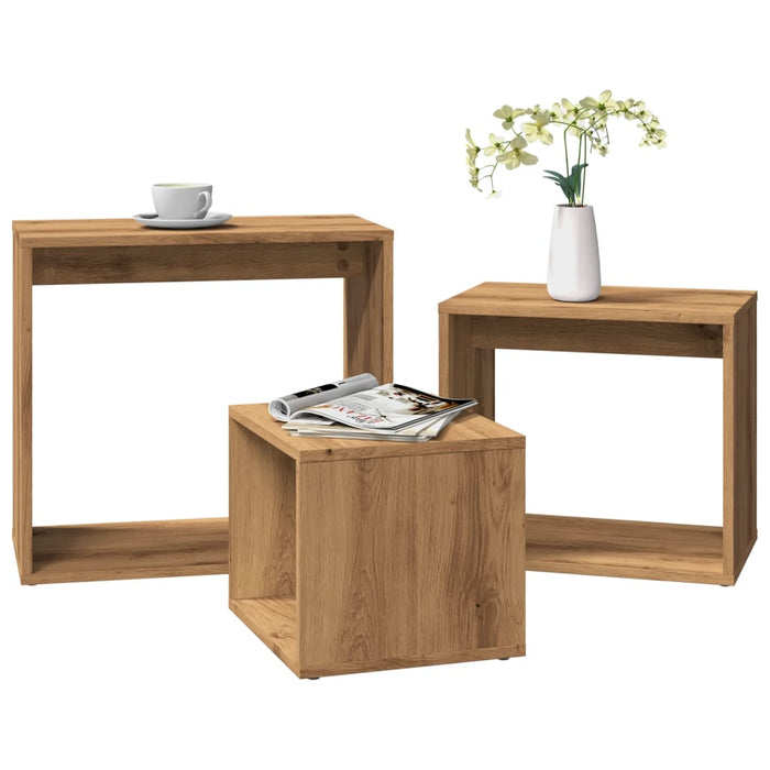 vidaXL Nesting Tables 3 pcs Artisan Oak Engineered Wood