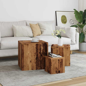 vidaXL Side Tables 3 pcs Old Wood Engineered Wood