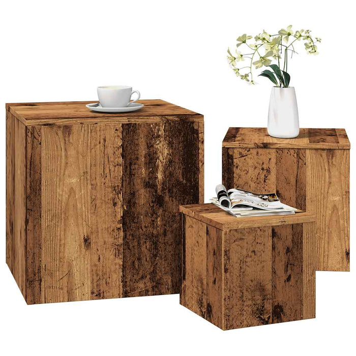 vidaXL Side Tables 3 pcs Old Wood Engineered Wood