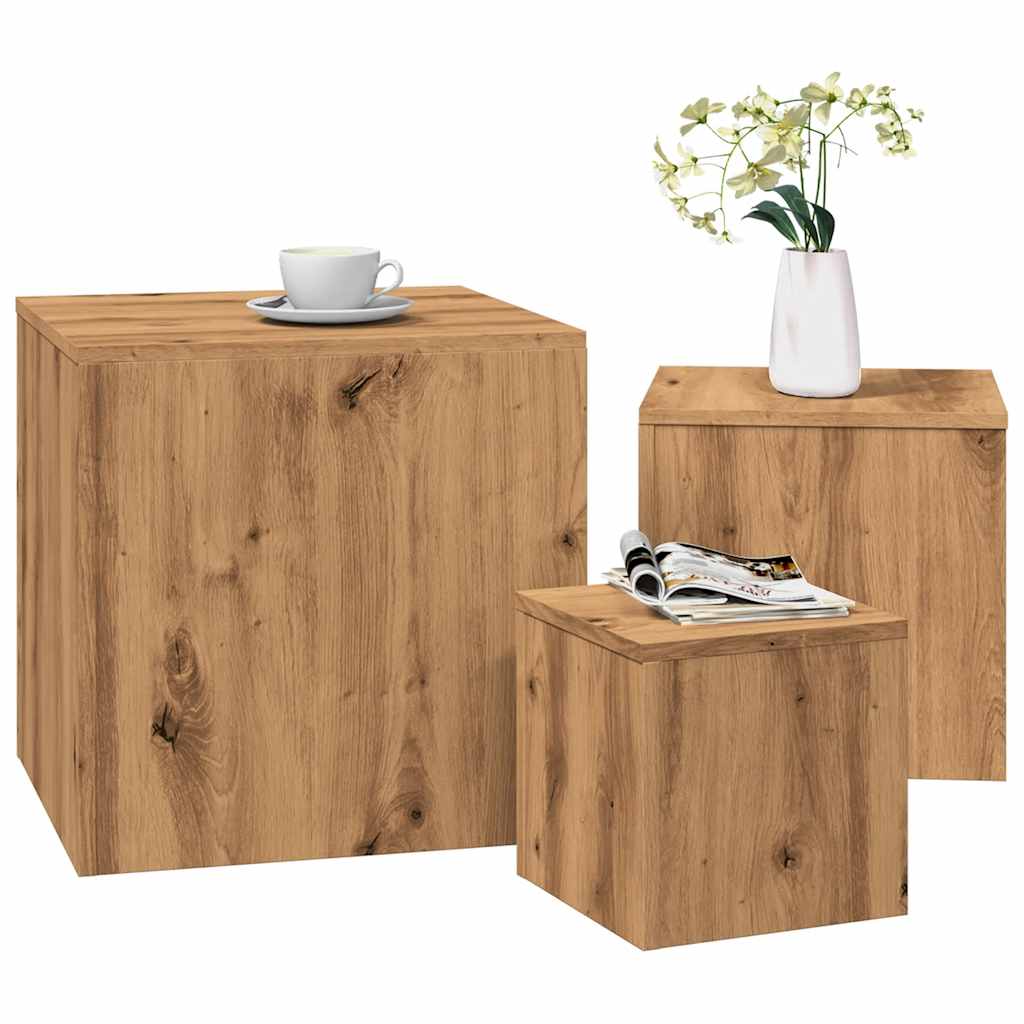 vidaXL Side Tables 3 pcs Artisan Oak Engineered Wood