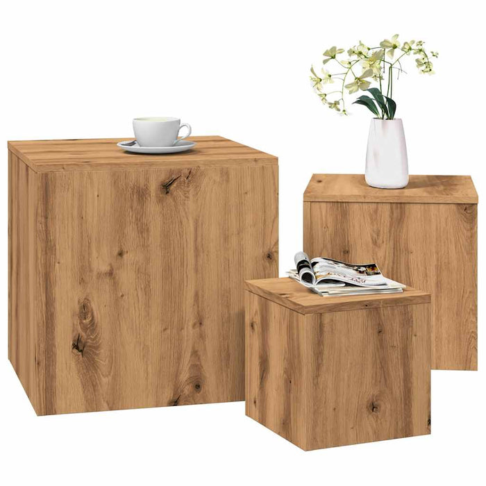 vidaXL Side Tables 3 pcs Artisan Oak Engineered Wood