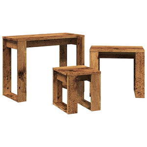 vidaXL Nest of Tables 3 pcs Old Wood Engineered Wood