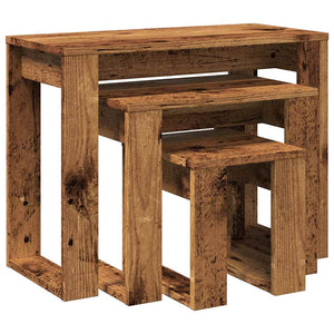 vidaXL Nest of Tables 3 pcs Old Wood Engineered Wood