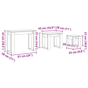 vidaXL Nest of Tables 3 pcs Old Wood Engineered Wood