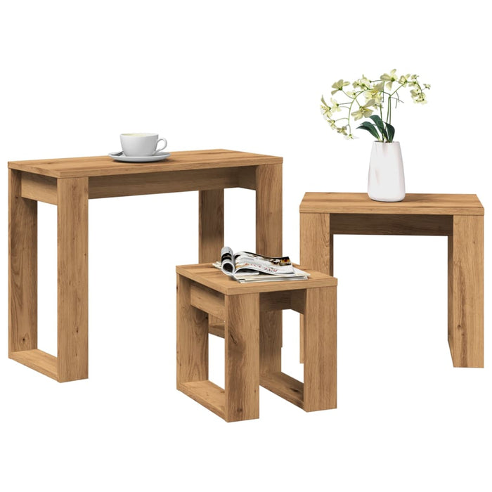 vidaXL Nest of Tables 3 pcs Artisan Oak Engineered Wood