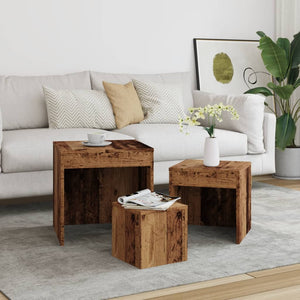 vidaXL Nesting Tables 3 pcs Old Wood Engineered Wood