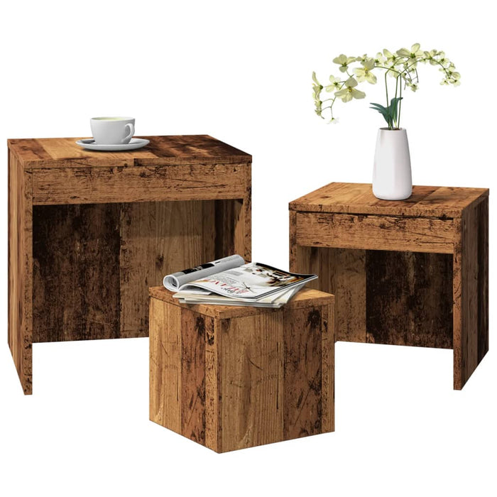 vidaXL Nesting Tables 3 pcs Old Wood Engineered Wood