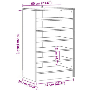 vidaXL Shoe Cabinet Old Wood 60x35x92 cm Engineered Wood