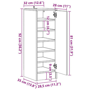 vidaXL Shoe Cabinet Old Wood 32x35x92 cm Engineered Wood