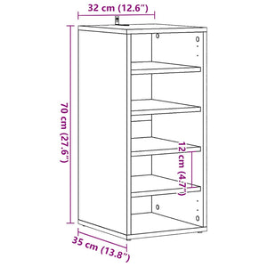 vidaXL Shoe Cabinet Old Wood 32x35x70 cm Engineered Wood