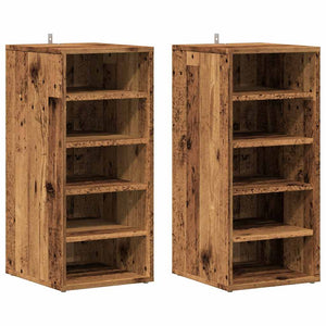 vidaXL Shoe Cabinets 2 pcs Old Wood 32x35x70 cm Engineered Wood