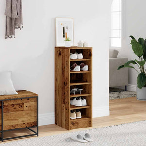 vidaXL Shoe Cabinet Old Wood 32x35x92 cm Engineered Wood