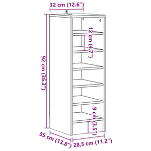 vidaXL Shoe Cabinet Old Wood 32x35x92 cm Engineered Wood