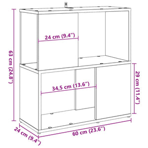 vidaXL Book Cabinet Old Wood 60x24x63 cm Engineered Wood