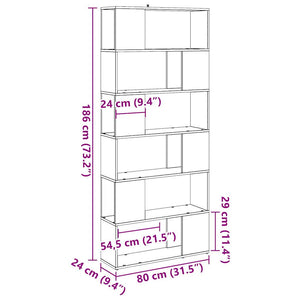 vidaXL Book Cabinet/Room Divider Old Wood 80x24x186 cm