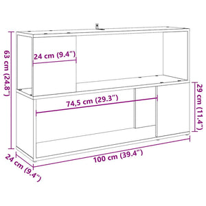 vidaXL Book Cabinet Old Wood 100x24x63 cm Engineered Wood