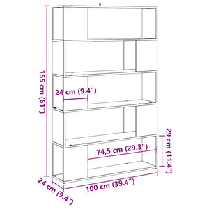 vidaXL Book Cabinet/Room Divider Artisan Oak 100x24x155 cm