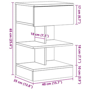 vidaXL Bedside Cabinet Old Wood 40x35x65 cm Engineered Wood