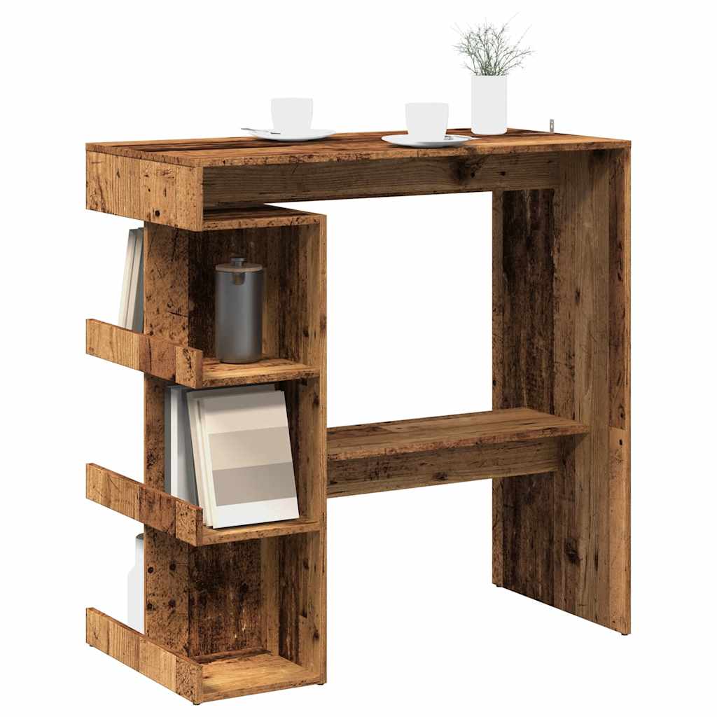 vidaXL Bar Table with Storage Rack Old Wood 100x48x101.5 cm