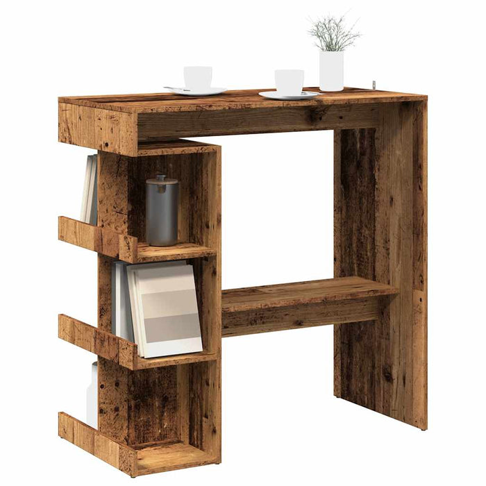 vidaXL Bar Table with Storage Rack Old Wood 100x48x101.5 cm