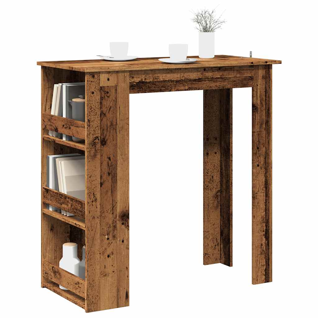 vidaXL Bar Table with Storage Rack Old Wood 102x50x103.5 cm